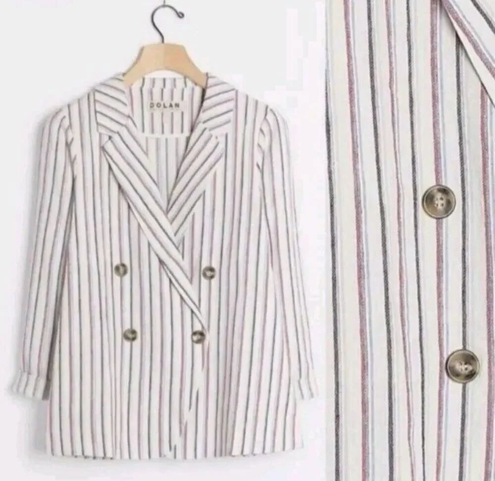 Anthropologie Dolan Left Coast Anna Striped Linen Blazer Medium Pristine Cond